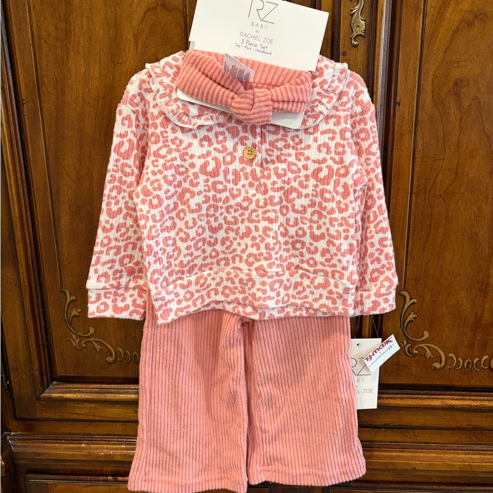 Rachel Zoe Pink Animal Print Kids 3 piece Set NWT